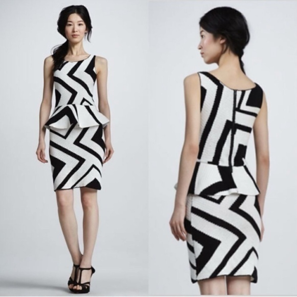 Alice + Olivia Monaco Crochet Peplum Knit Dress